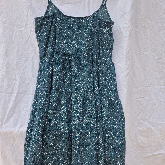 Teal Polka Dot Midi Dress - Picture 2 of 3